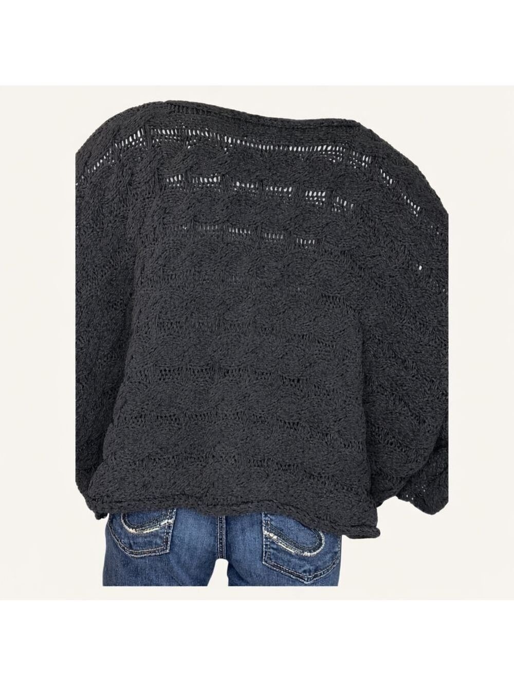 POL Cropped Cable Knit Sweater Gray | Quiet Luxury Coastal Cowgirl | S M L NWOT - Picture 5 of 10